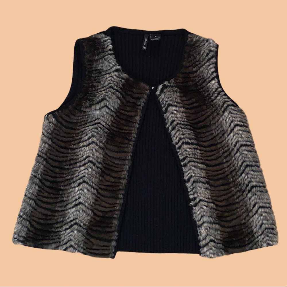 Grey faux fur vest